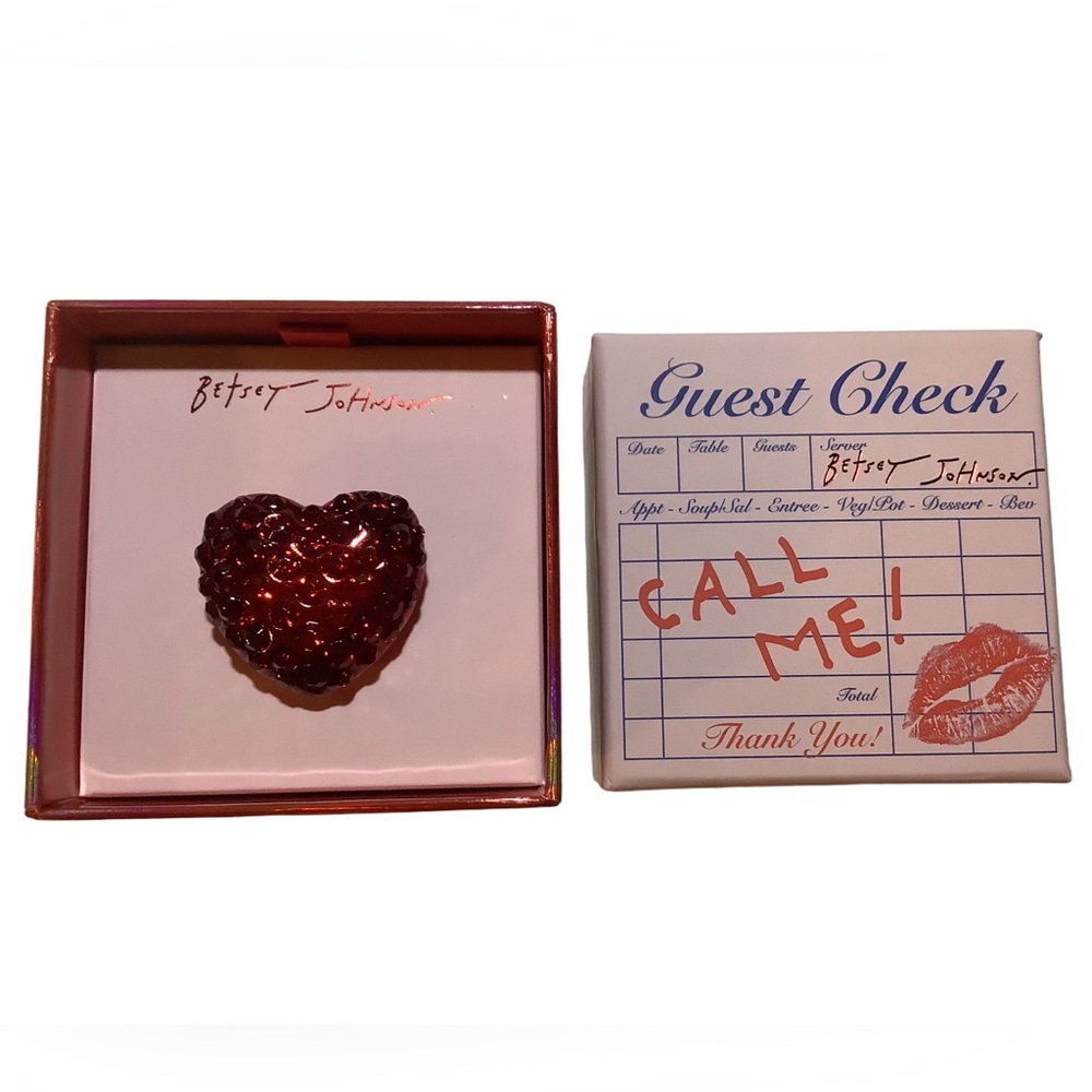 Betsey Johnson Love Spell Pave Crystal Heart Stretch Ring New